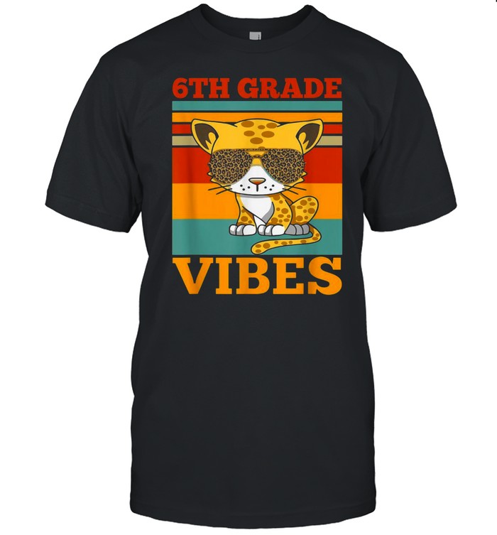 Back To School 6th Grade Vibes Leopard Cat Teacher kid shirt