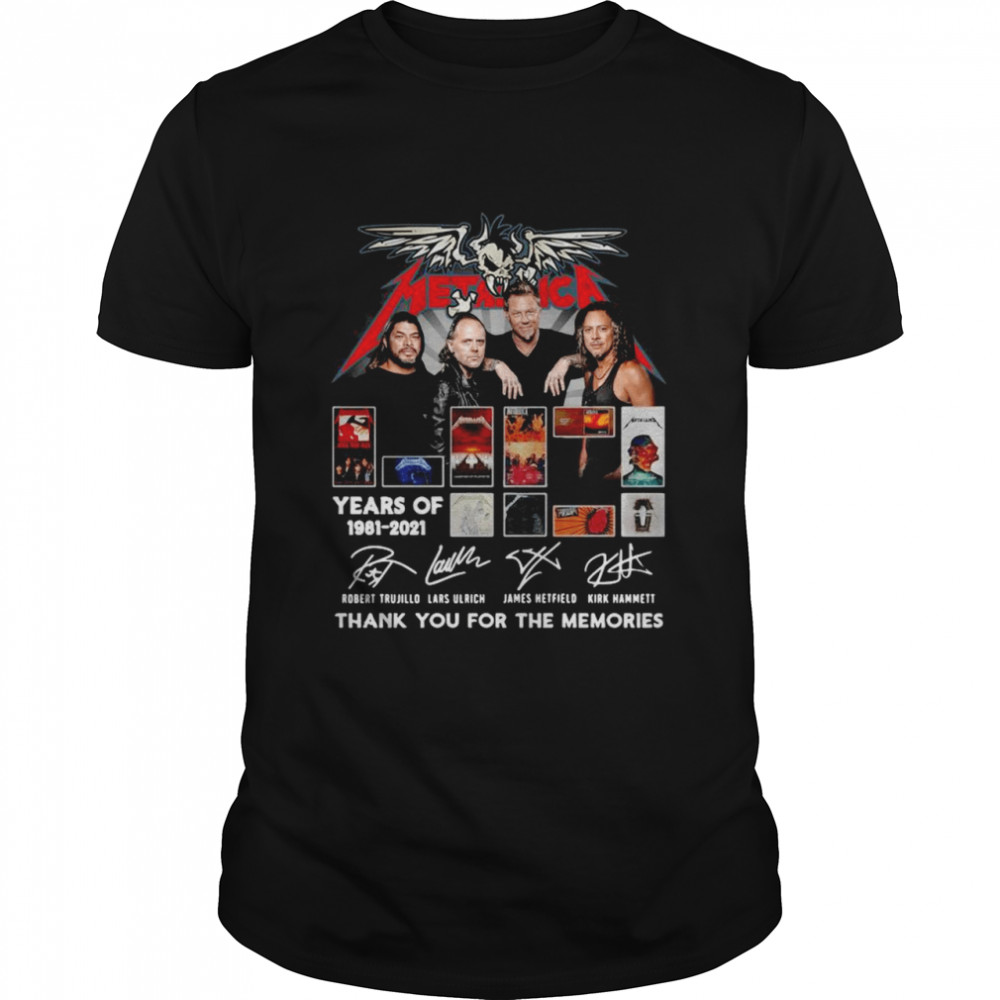 Metallica 40 years 1981-2021 thank you for the memories signatures shirt