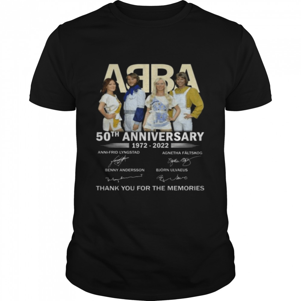 ABBA 50th anniversary 1972 2022 thank you for the memories signatures shirt