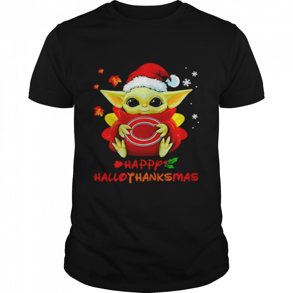 Baby Yoda Chicago Bears happy Hallothanksmas shirt