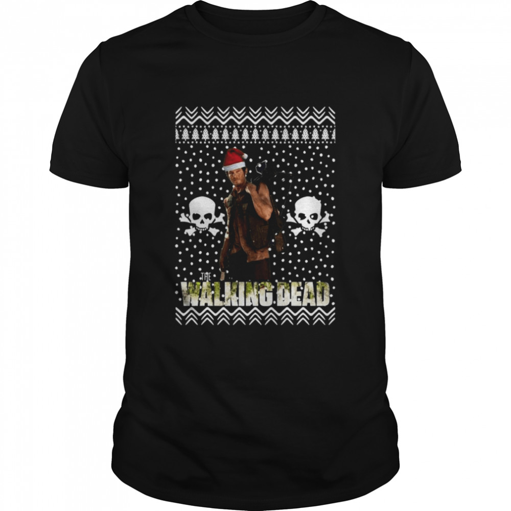 The Walking Dead Daryl Dixon Santa Hat Ugly Christmas shirt