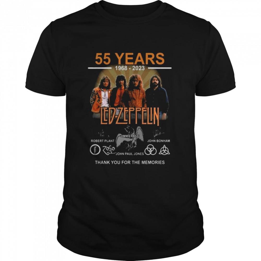 55 Years 1968 – 2023 Led Zeppelin Signatures Thank You For The Memories Shirt