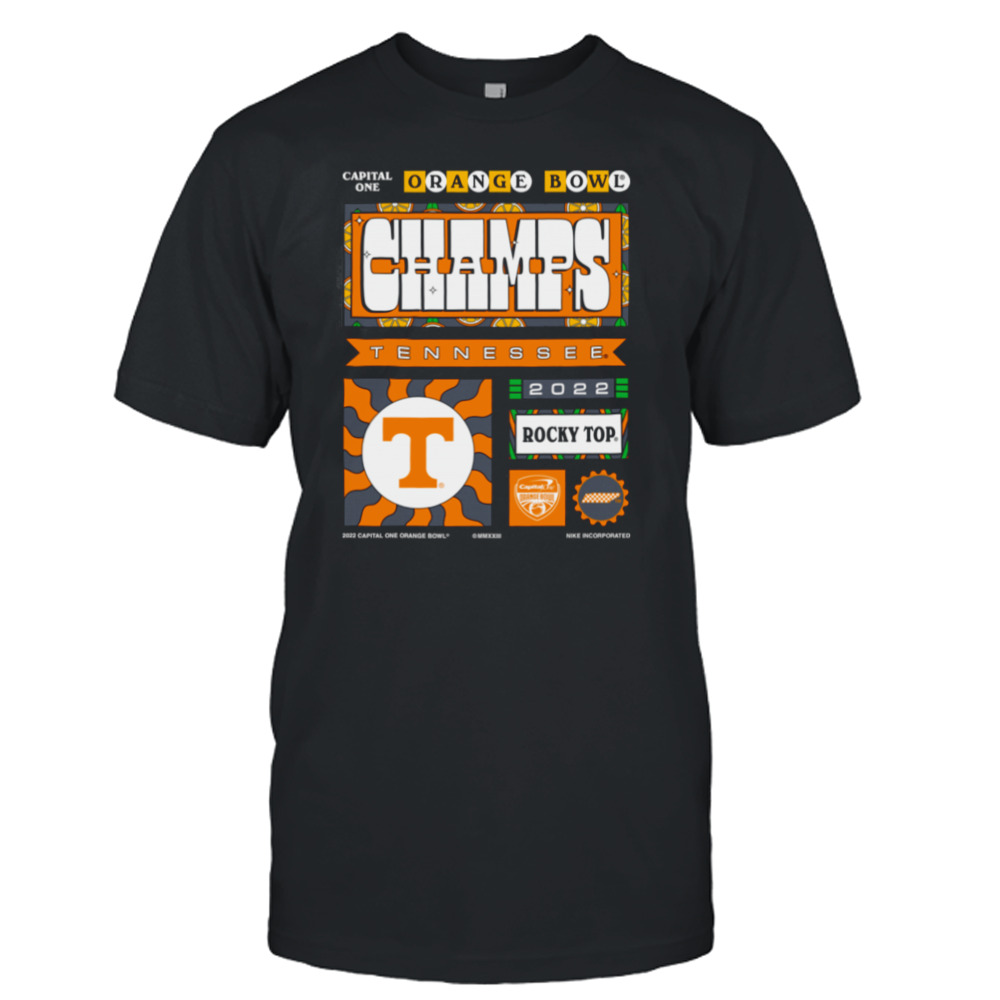 Men’s Black 2023 Orange Bowl Tennessee Volunteers Champions T-Shirt