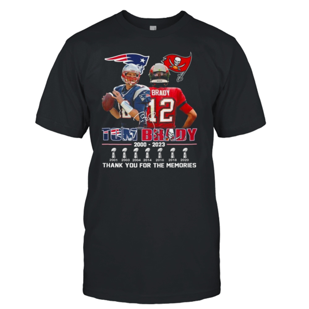 Tom Brady 2000 2023 thank you for the memories signatures shirt