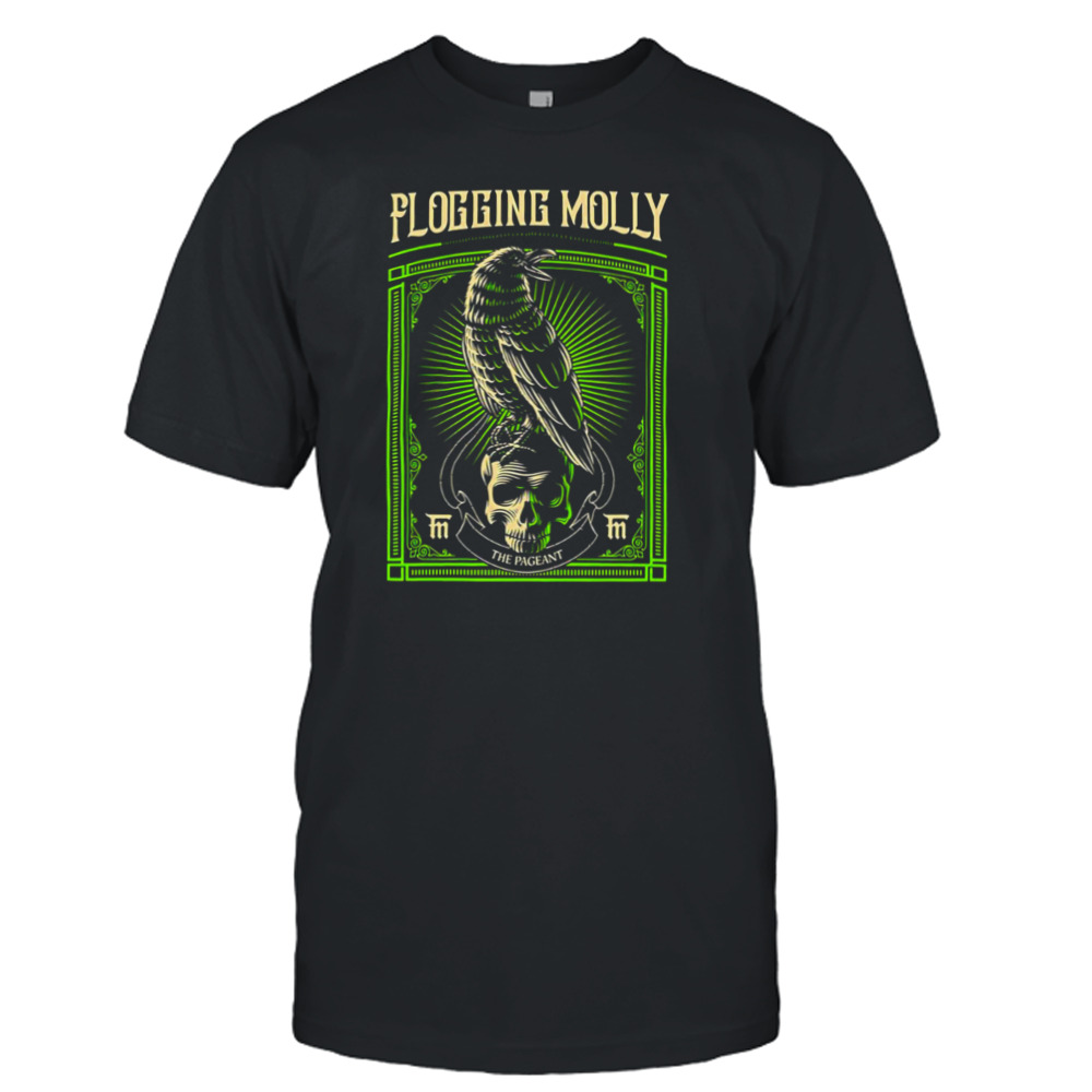 Black Crow And Skull Green Background Flogging Molly shirt