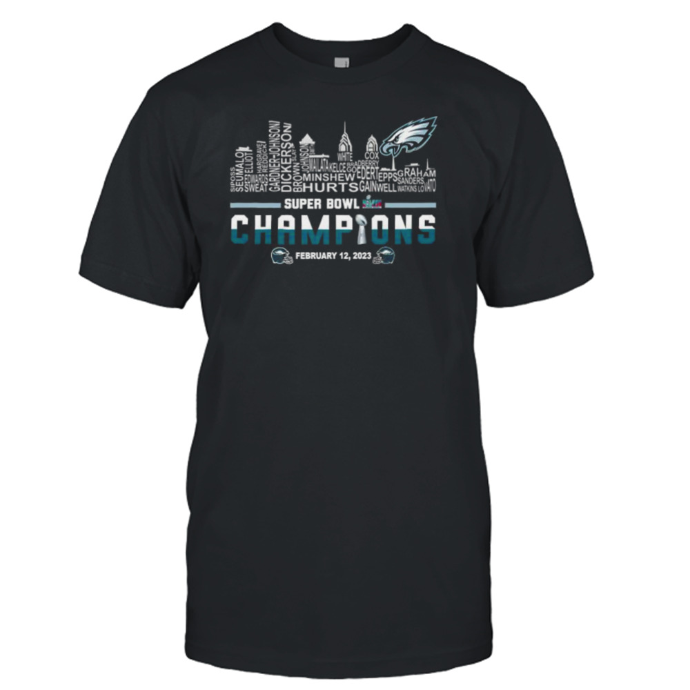 2023 Philadelphia Eagles players names, Super BOWL LVII champions shirt