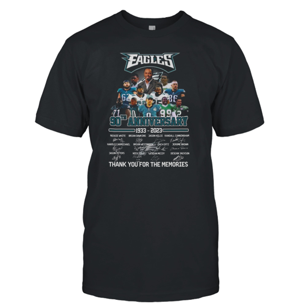 Eagles 90th anniversary 1933 2023 signatures thank you for the memories T-shirt