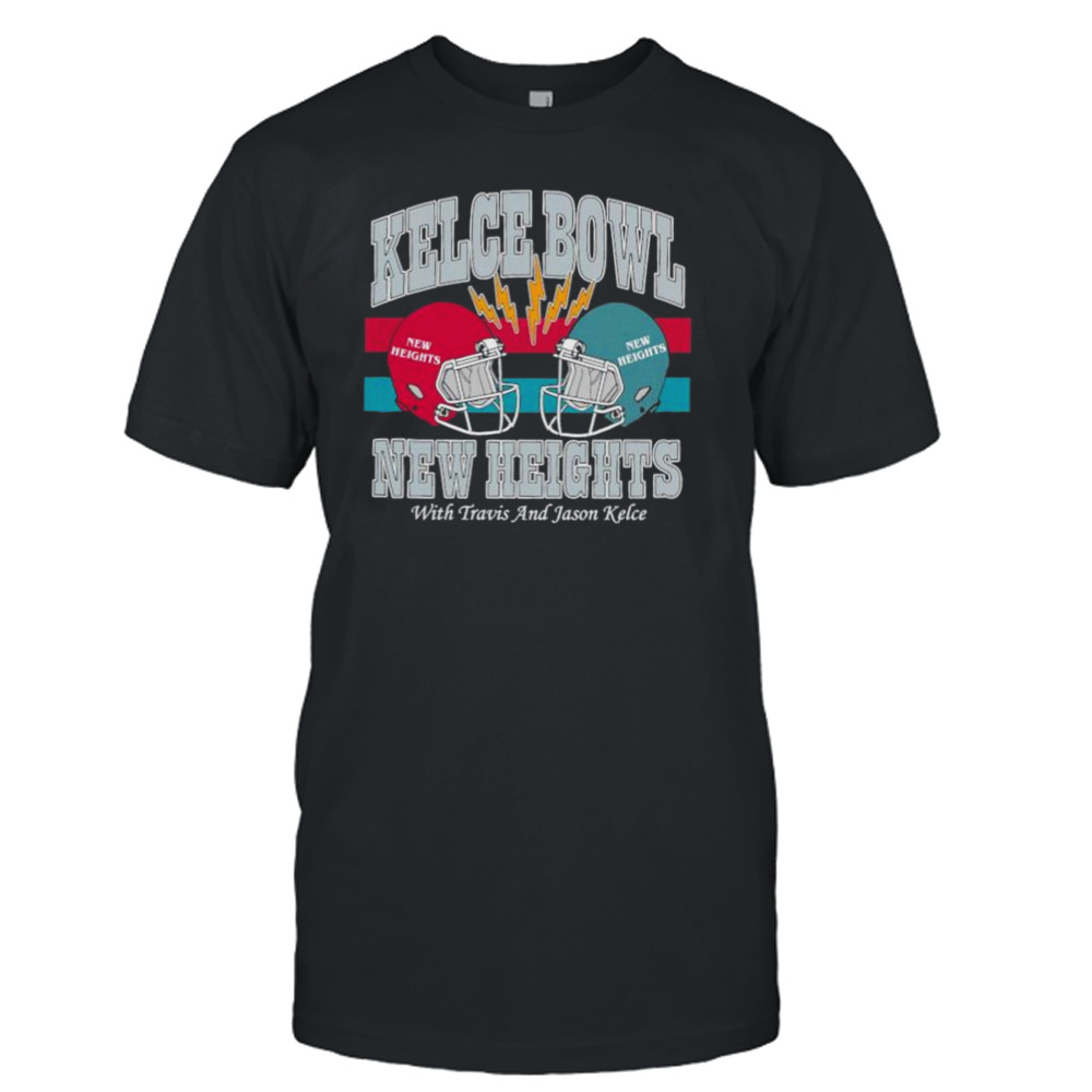 Kelce Bowl 2023 New Heights With Travis and Jason Kelce helmet shirt