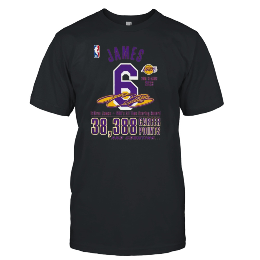 LeBron James 20th 2023 season NBA’s All time 38,388 Career Points and counting shirt