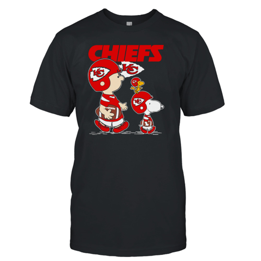 Snoopy and Charlie playing Kansas City Chiefs shirt