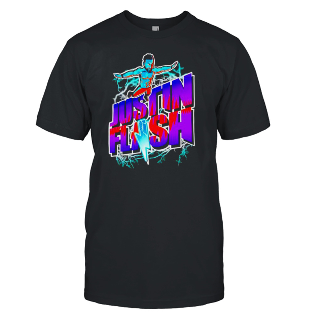 Justin Flash flying headbutt flash shirt