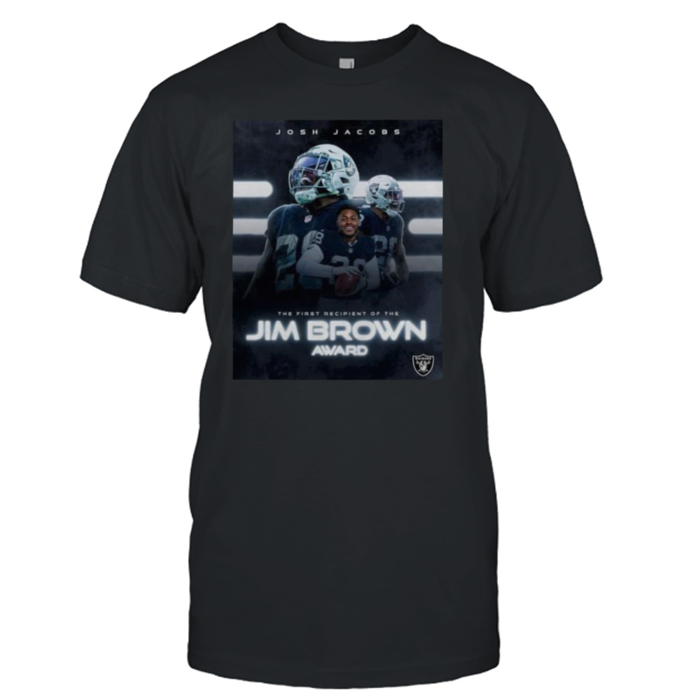 Josh Jacobs Las Vegas Raiders the first recipient of the Jim Brown Award winner shirt