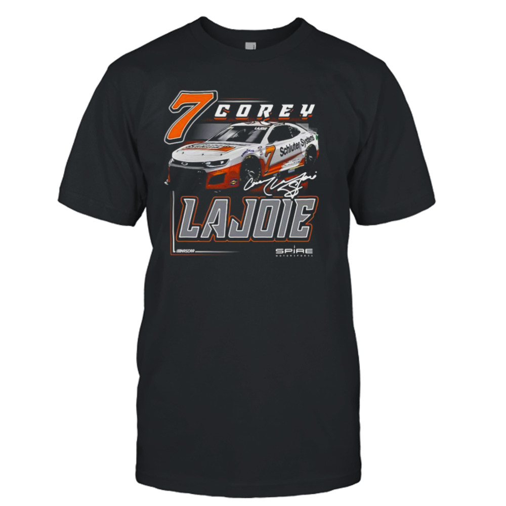 Corey LaJoie Checkered Flag Schluter Systems Car Signature Shirt