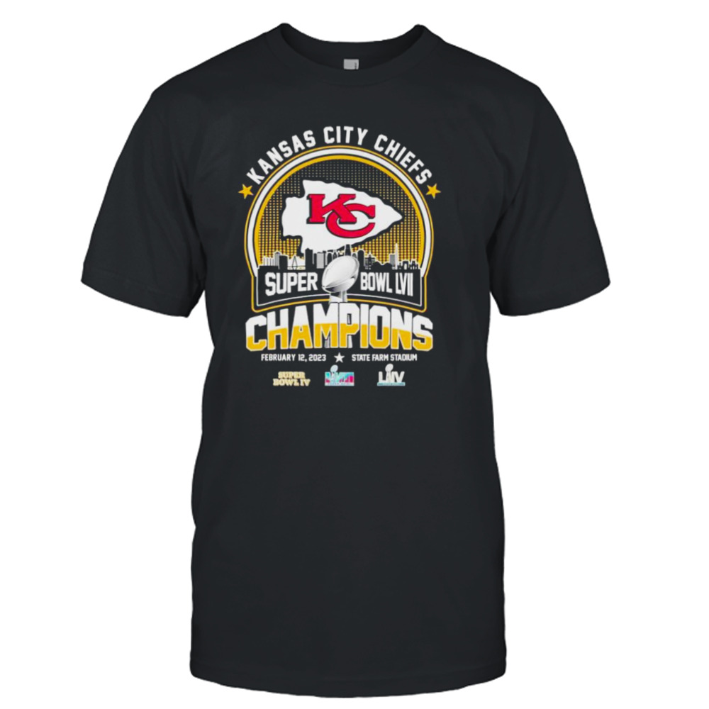 Kansas City Chiefs Skyline 3x Super Bowl Champions 2023 State Farm ...