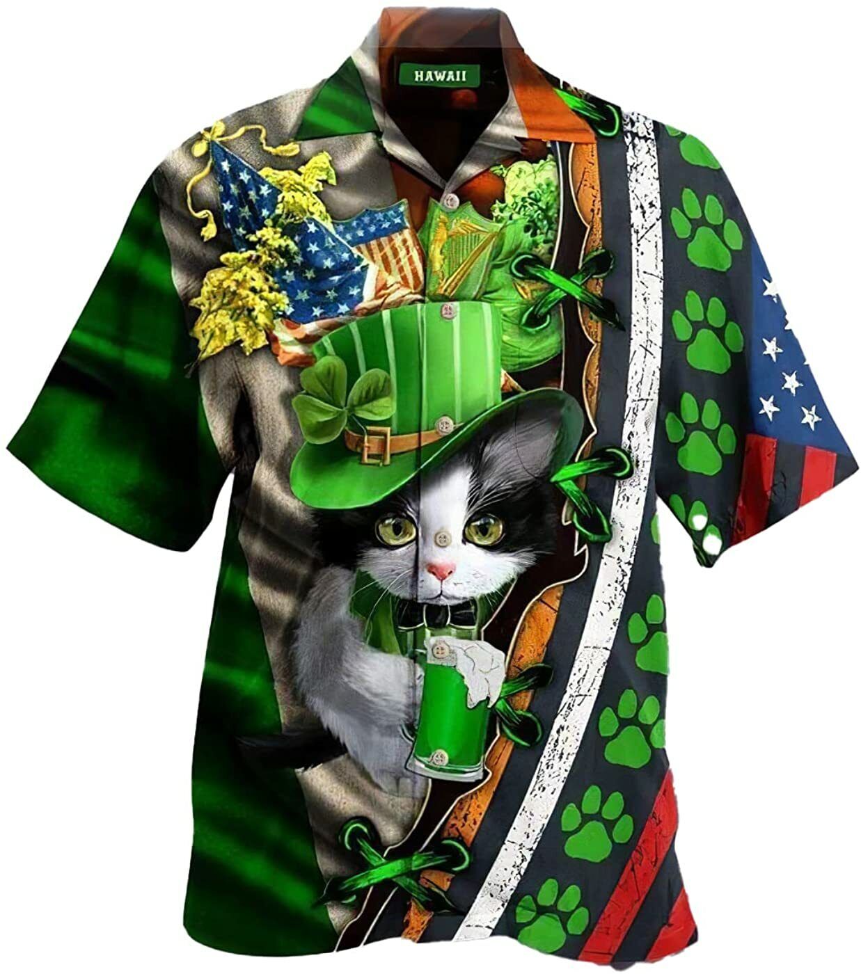 Cat St Patricks Day Hawaiian Shirt