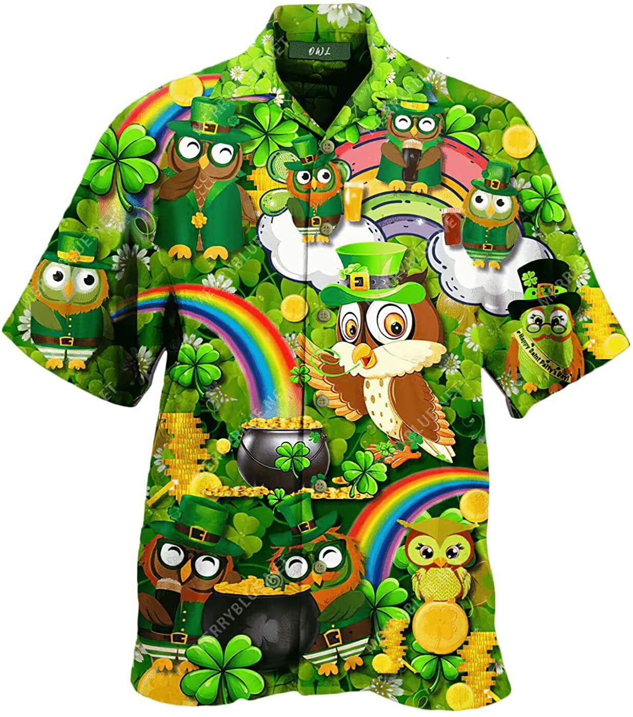 St Patricks Day Owl Hawaiian Shirt