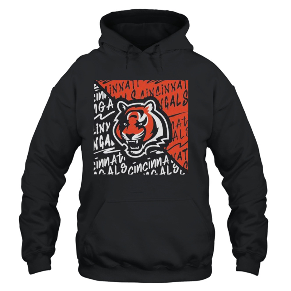 2023 Cincinnati Bengals Hoodie Tiger Pattern Pullover Hooded Casual  Sweatshirt