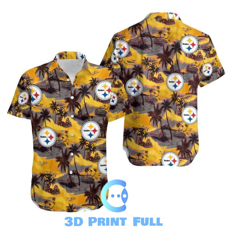 Beach Shirt NFL Pittsburgh Steelers Coconut Tree Hawaii All over print Shirt