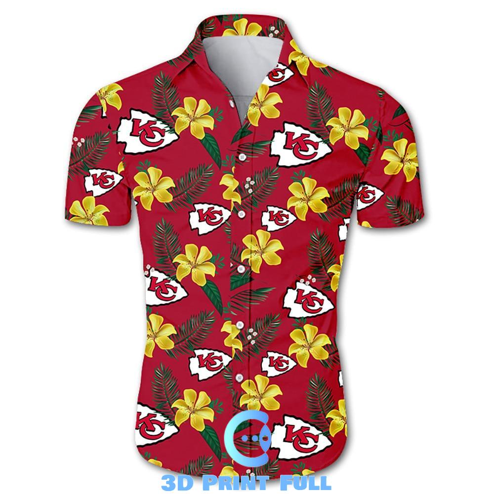 Beach Shirt NFL kansas city chiefs tropical flower hawaiian shirt