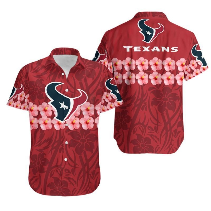 Houston Texans Flower and Logo Hawaii Shirt and Shorts Summer Collecti