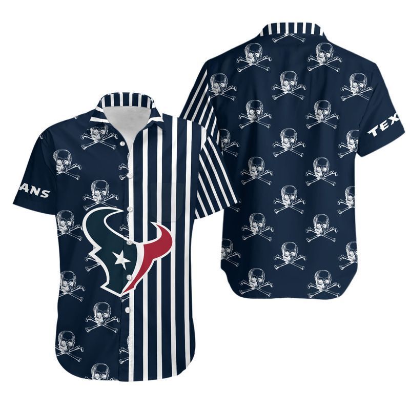 Houston Texans Stripes and Skull Hawaii Shirt and Shorts Summer Collec