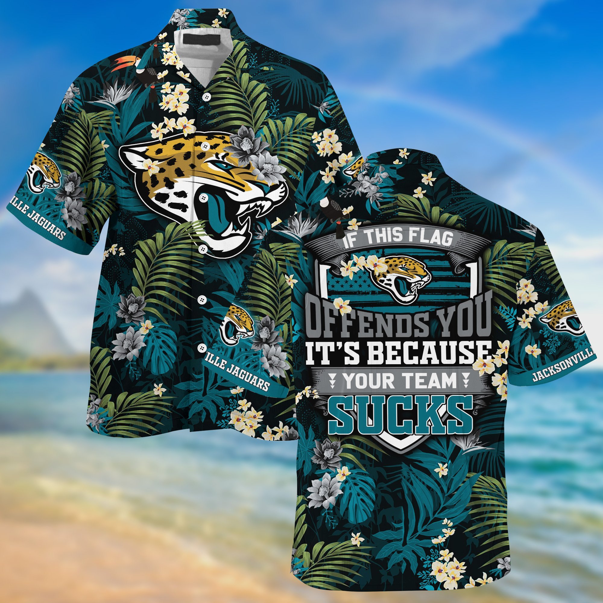 Jacksonville Jaguars NFL Summer Hawaiian Shirt And Shorts With Tropical Patterns