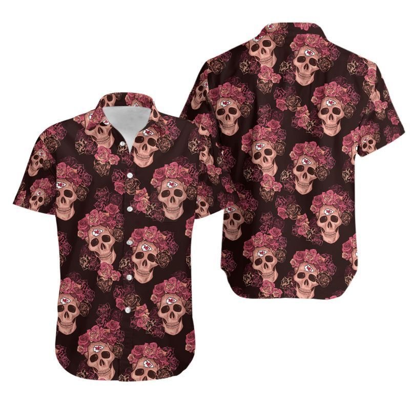 Kansas City Chiefs Mystery Skull And Flower Hawaii Shirt and Shorts Su