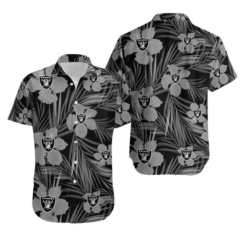 Las Vegas Raiders 2 Flower Hawaii Shirt and Shorts Summer Collection H