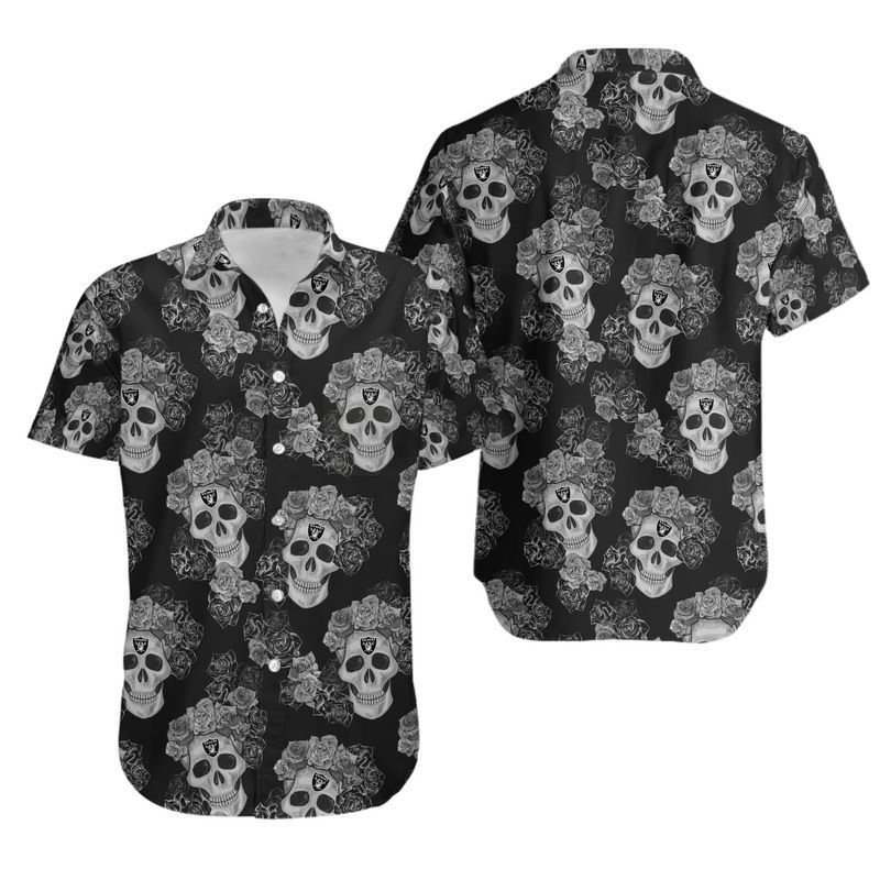 Las Vegas Raiders Mystery Skull And Flower Hawaii Shirt and Shorts Sum