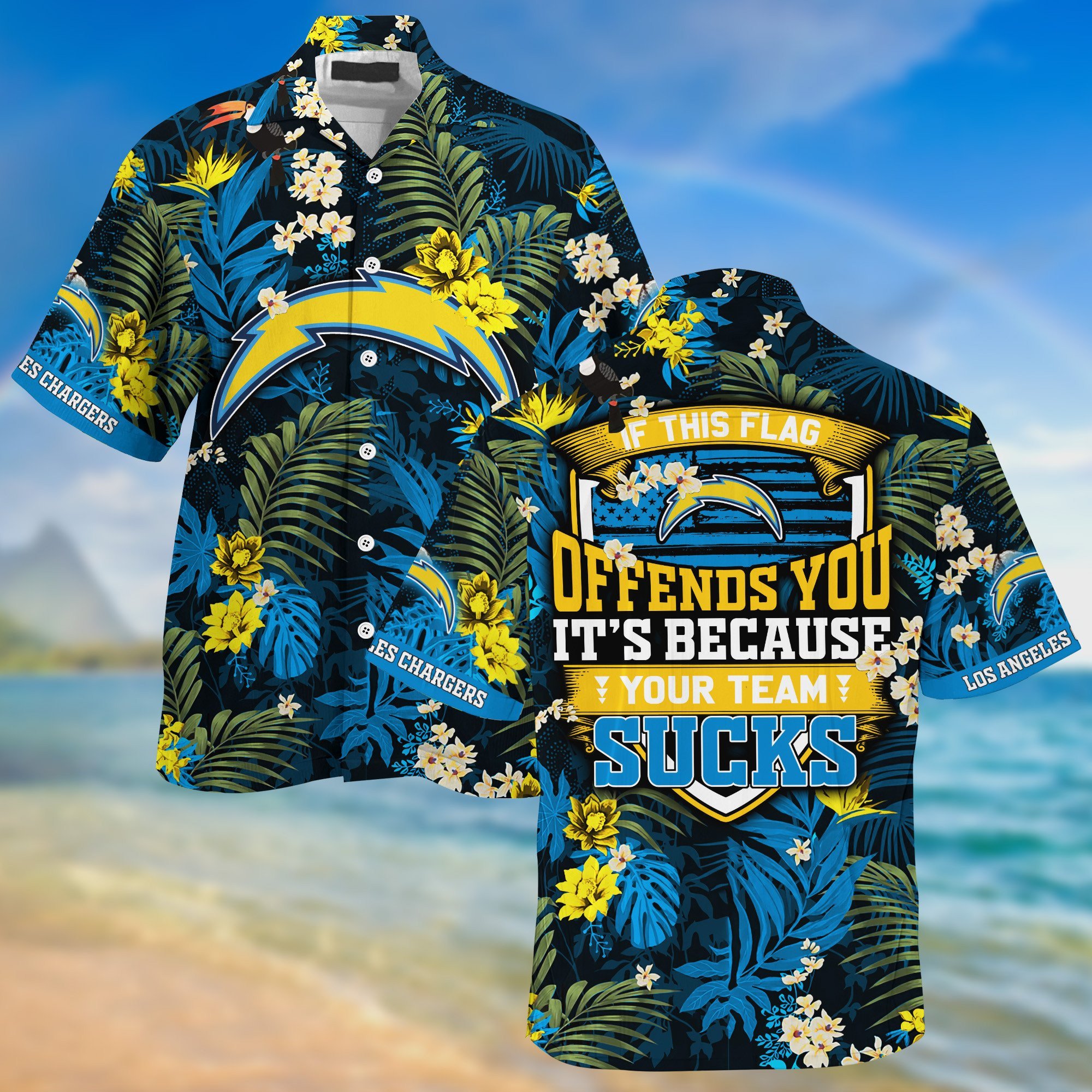 Los Angeles Chargers NFL Summer Hawaiian Shirt And Shorts With Tropical Patterns