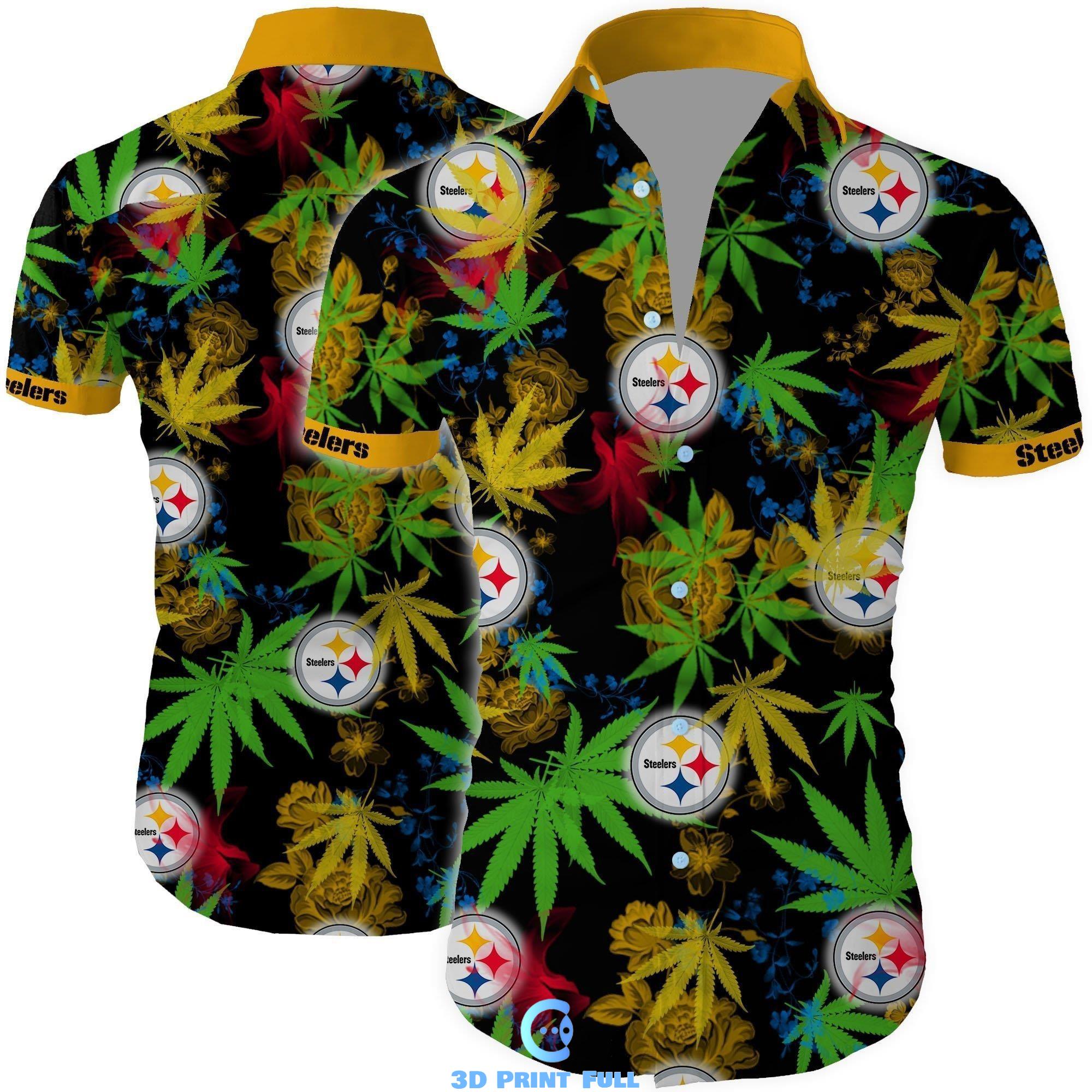 Pittsburgh steelers cannabis all over printed Hawaiian Shirts