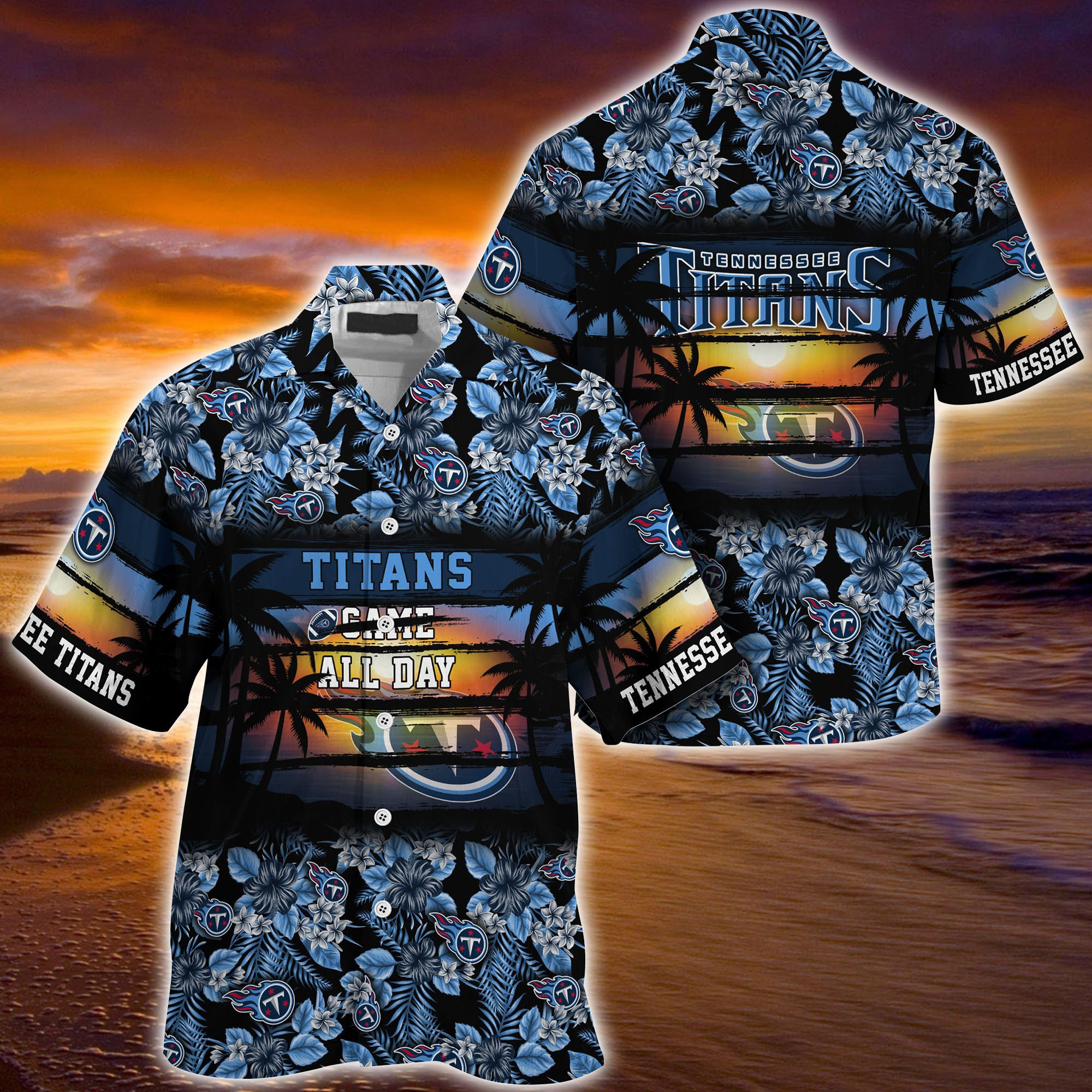 Tennessee Titans NFL Summer Hawaiian Shirt Floral Pattern