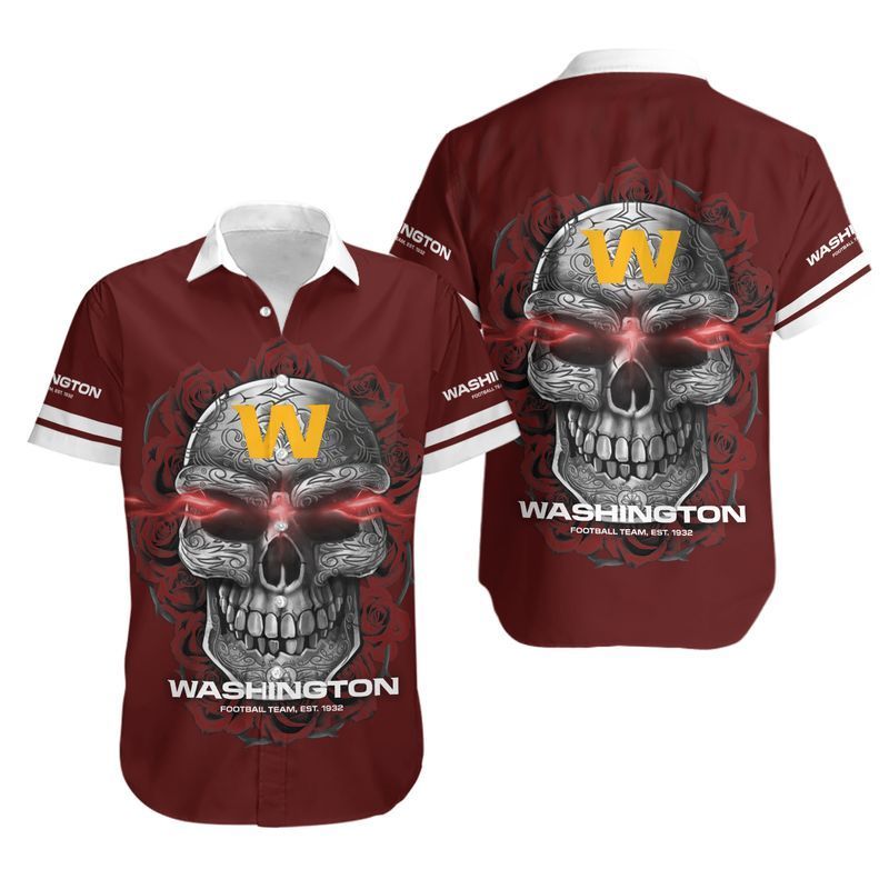 Washington Football Team Sugar Skull NFL Gift For Fan Hawaiian Graphic