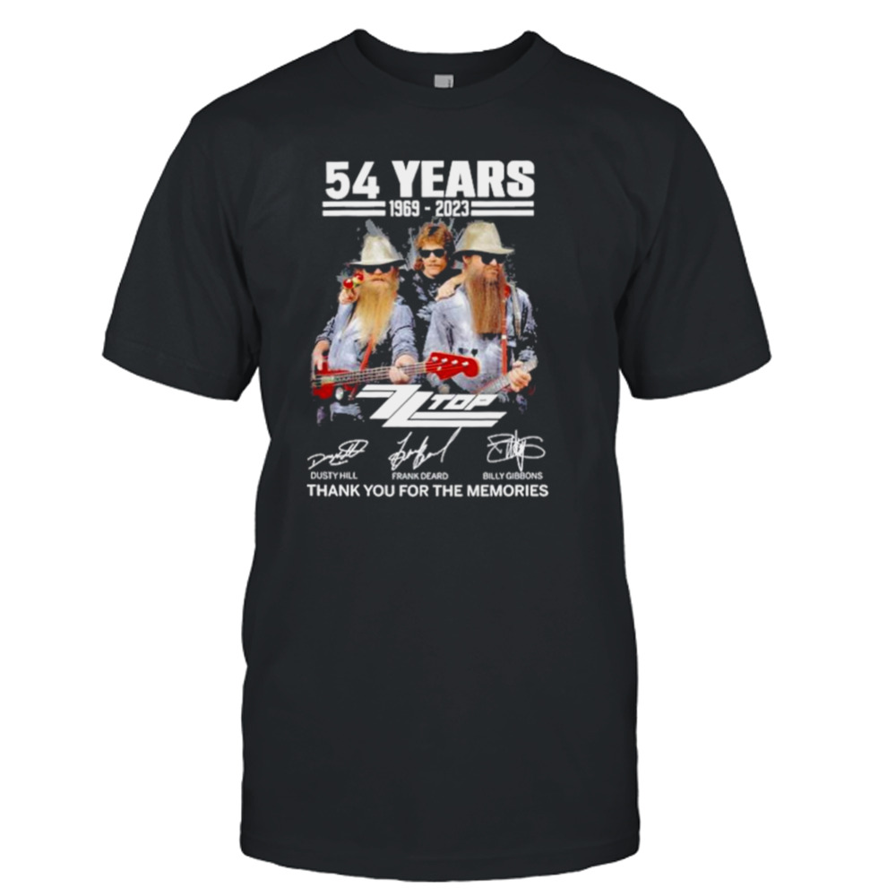 ZZtop 54 years of 1969 – 2023 thank you for the memories signatures shirt