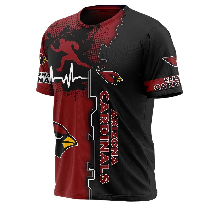 Arizona Cardinals T-shirt graphic heart ECG line
