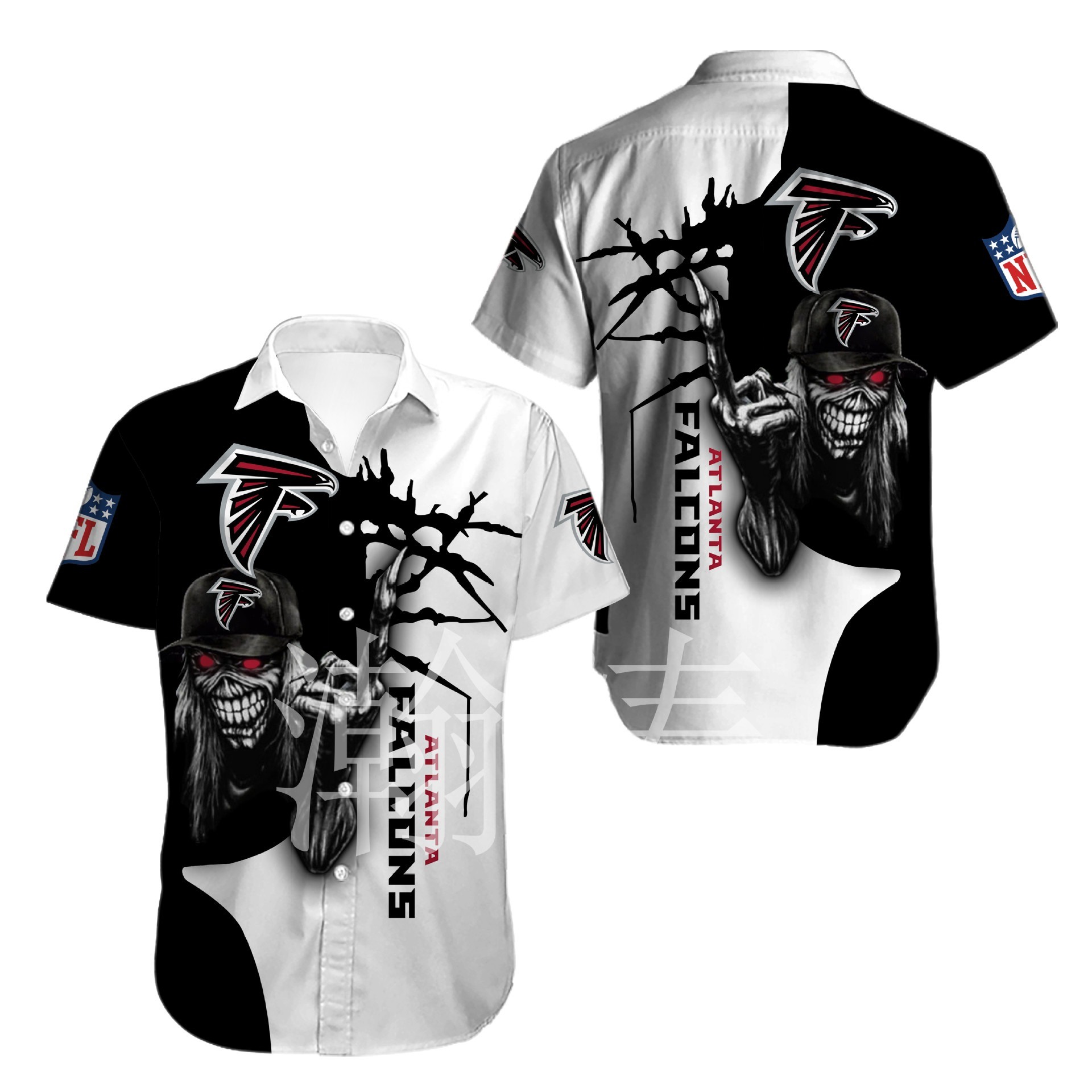 Atlanta Falcons button-up shirt Iron Maiden gift for Halloween