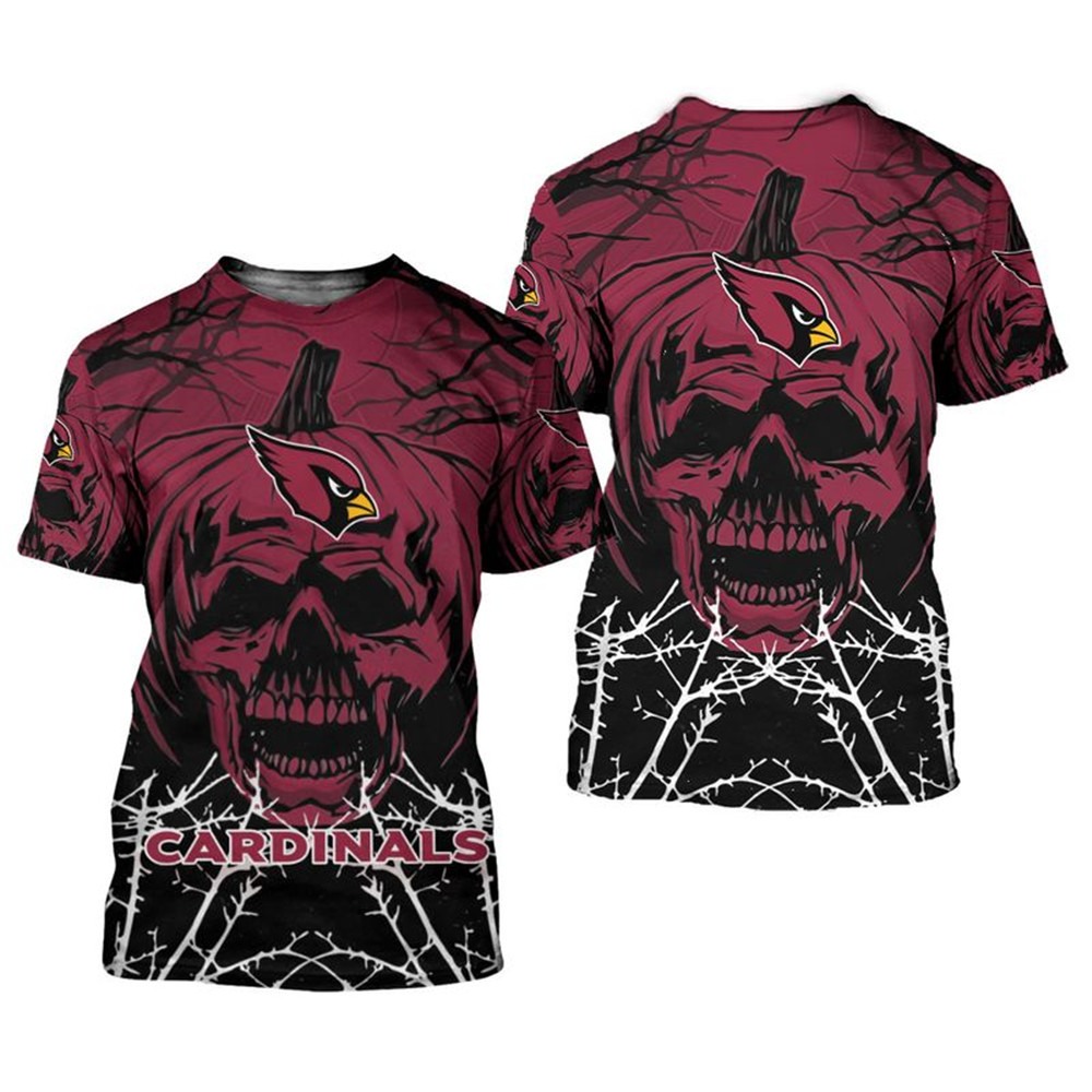 Arizona Cardinals T-shirt Halloween pumpkin skull