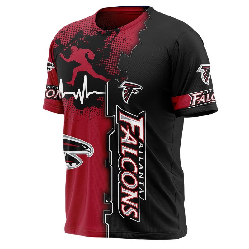Atlanta Falcons T-shirt graphic heart ECG line