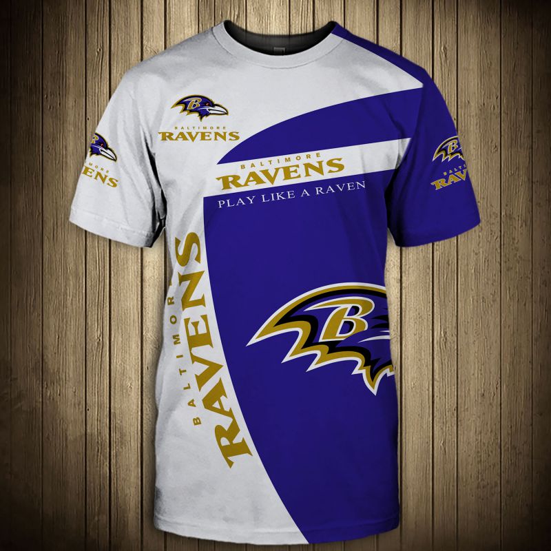 Baltimore Ravens T-shirt 3D “Play like a Raven” slogan Short Sleeve