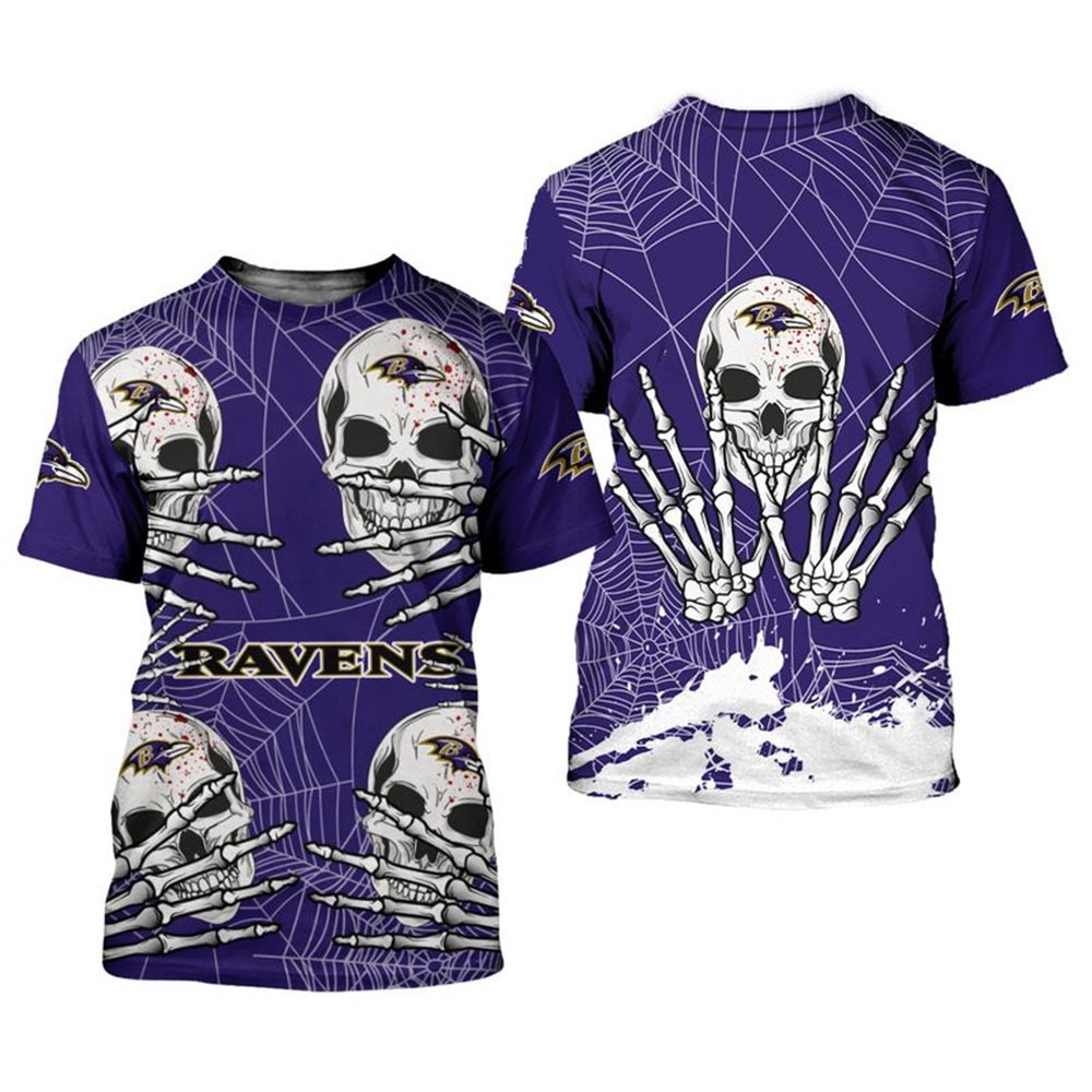 Baltimore Ravens T-shirt skull for Halloween graphic