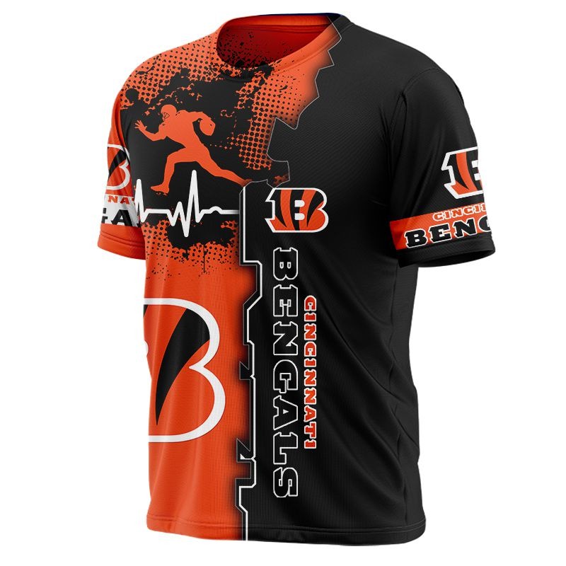 Cincinnati Bengals T-shirt graphic heart ECG line