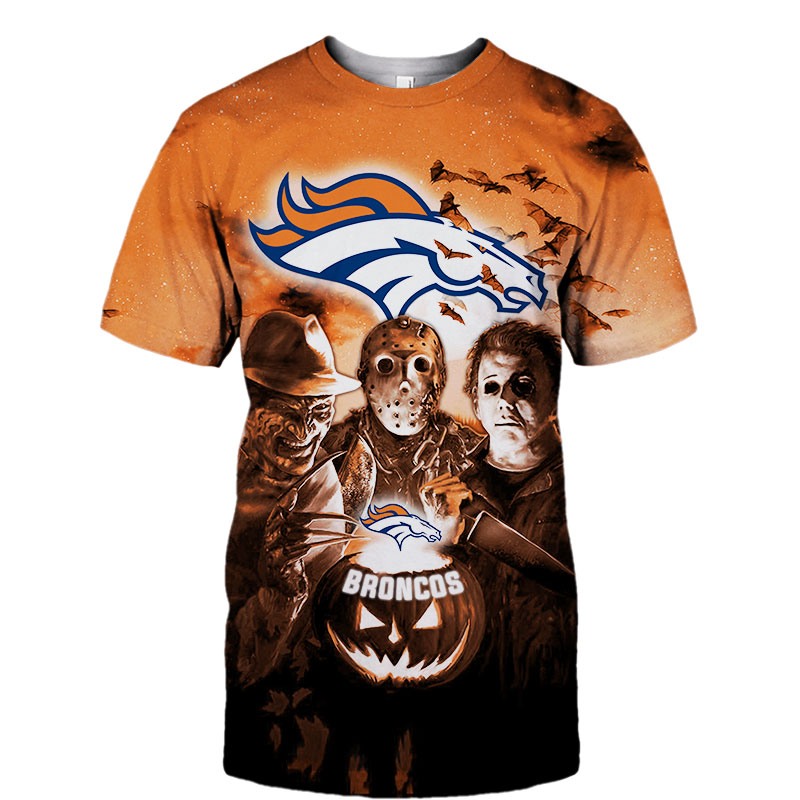 Denver Broncos T-shirt Halloween Horror Night gift for fan