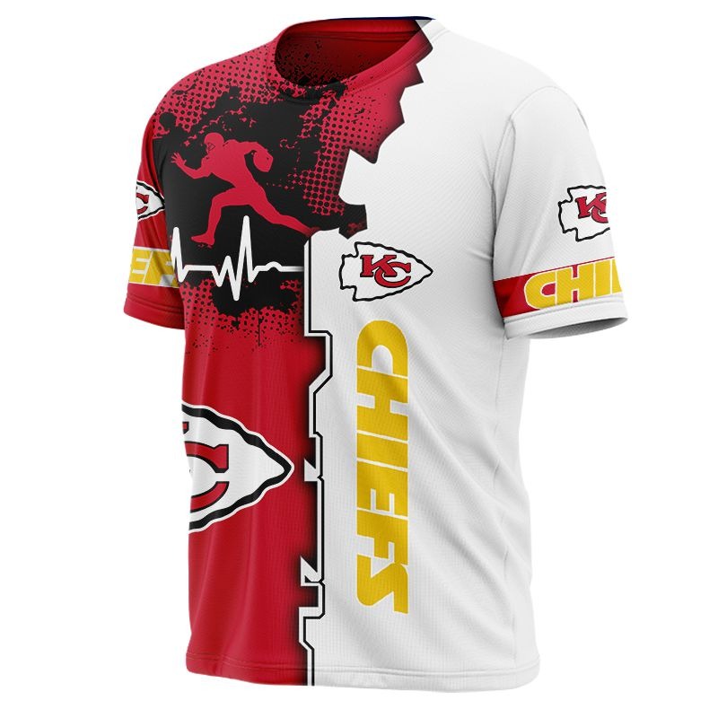 Kansas City Chiefs T-shirt graphic heart ECG line