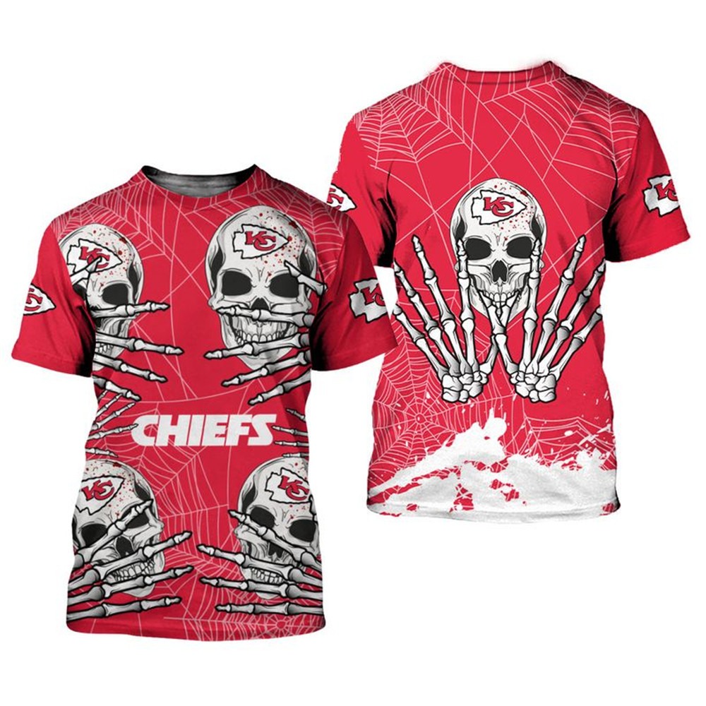 Kansas City Chiefs T-shirt skull for Halloween graphic