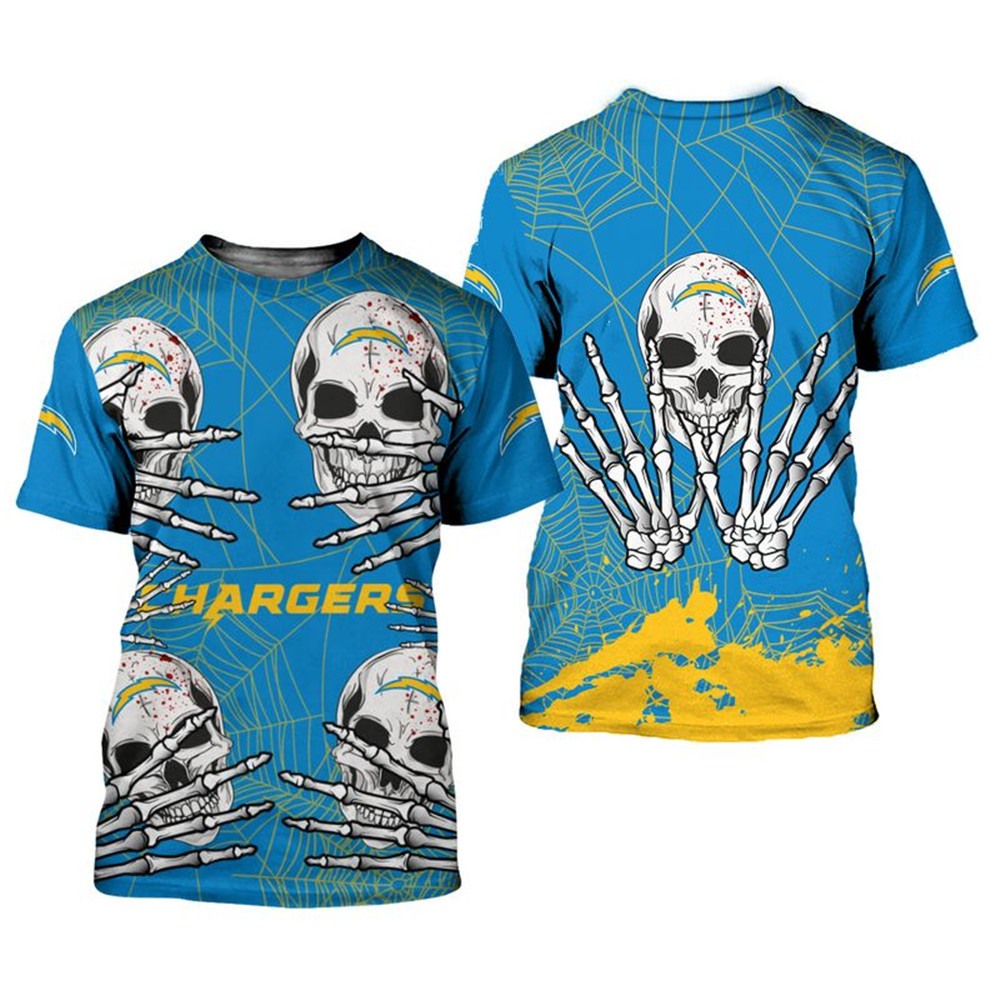 Los Angeles Chargers T-shirt skull for Halloween graphic