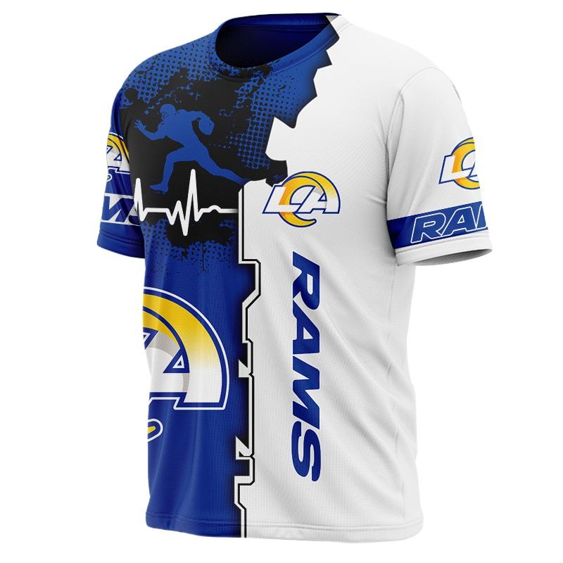 Los Angeles Rams T-shirt graphic heart ECG line