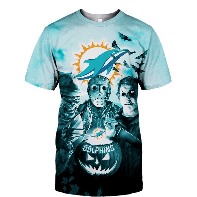 Miami Dolphins T-shirt Halloween Horror Night gift for fan