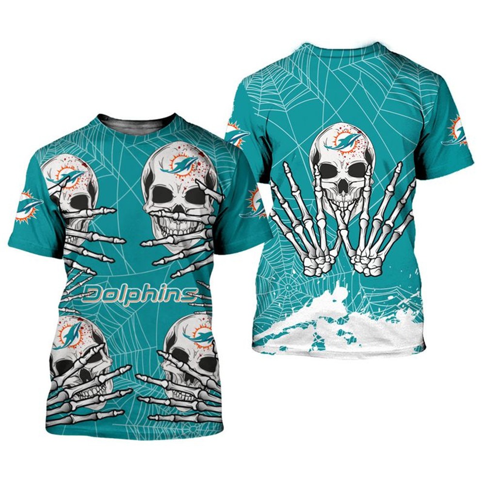 Miami Dolphins T-shirt skull for Halloween graphic