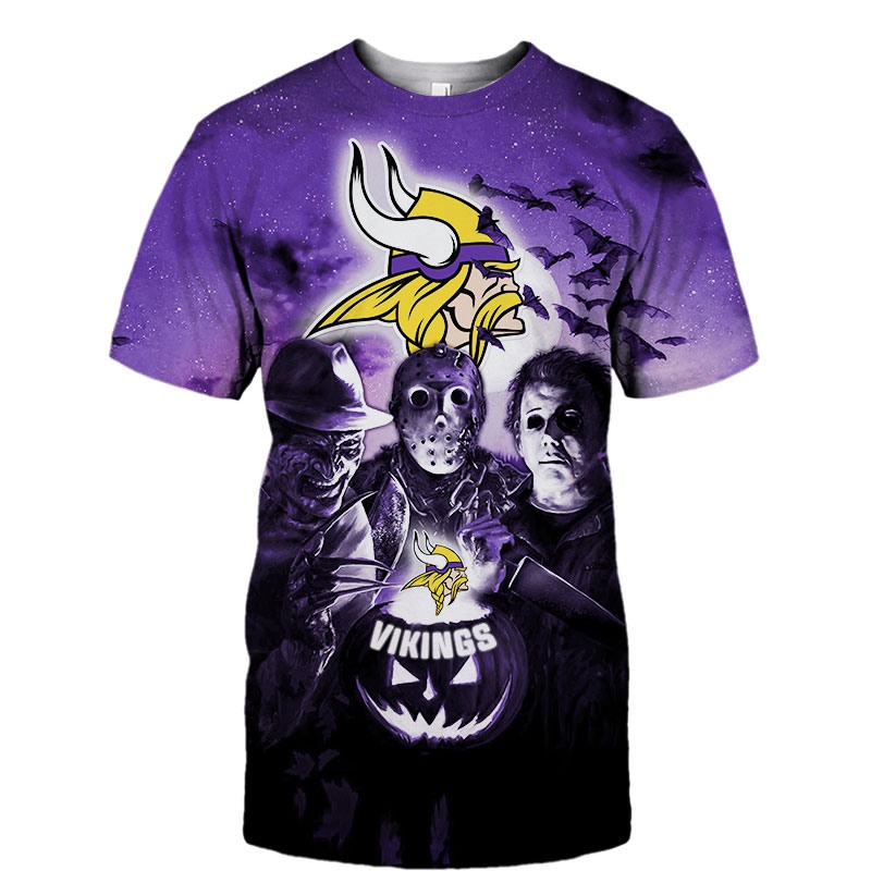 Minnesota Vikings T-shirt Halloween Horror Night gift for fan