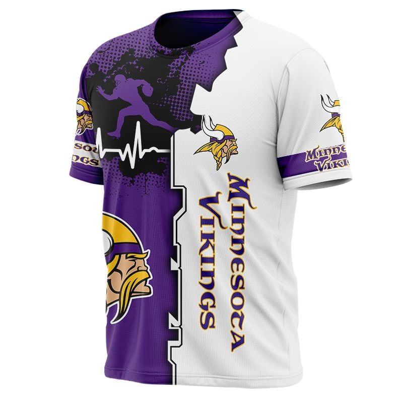 Minnesota Vikings T-shirt graphic heart ECG line